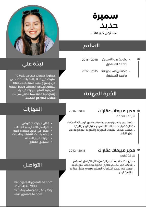 سيرة ذاتية نموذجية A